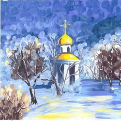 Зимний пейзаж в стиле Афремова