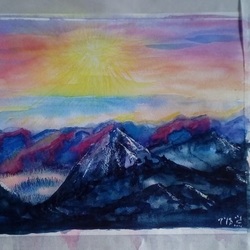 Туман рассвета в горах