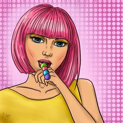 девушка с розовыми волосами