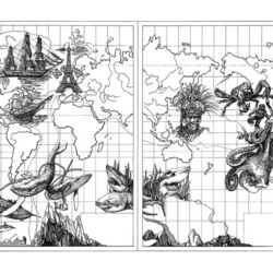 Карта путешествий Жюль Верна.
