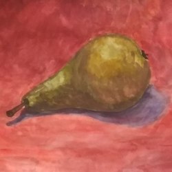 Груша, многослойная акварель