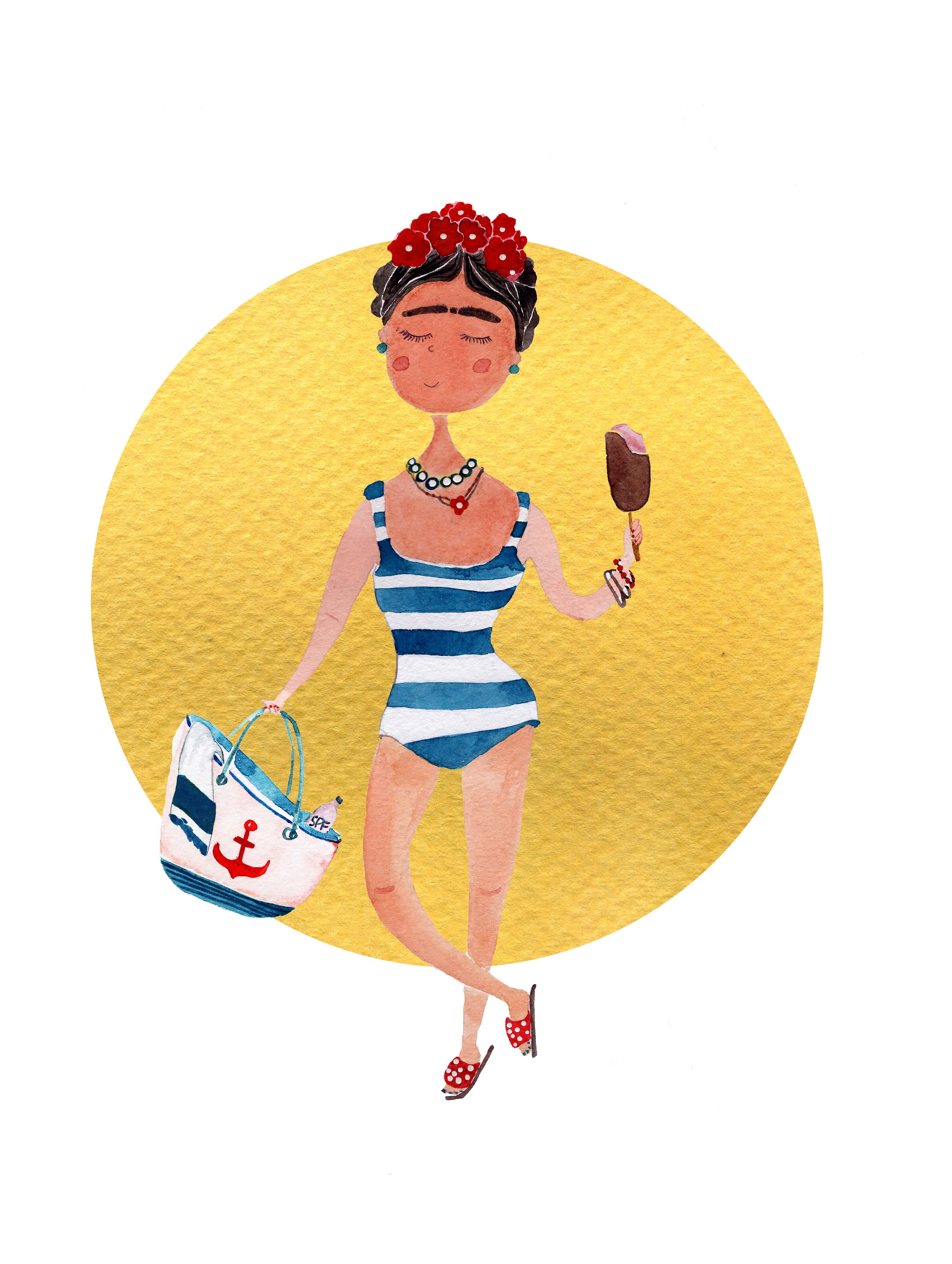 Иллюстрация Фрида на отдыхе в стиле детский, персонажи, плакат