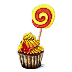 капкейк с леденцом и бабочкой