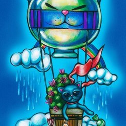 кот на воздушном шаре