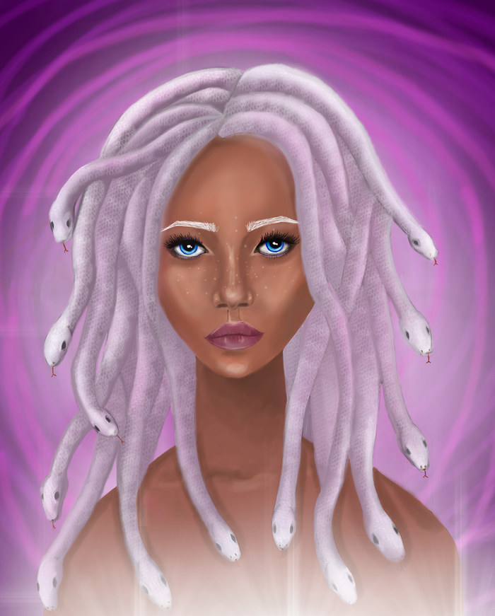 Иллюстрация Медуза Горгона в стиле портрет | Illustrators.ru