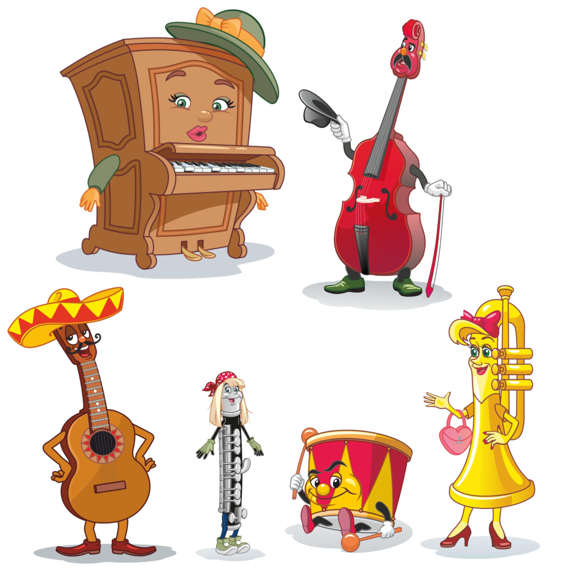 Музыкальные герои играющие на музыкальных инструментах. Сказочные музыкальные инструменты. Живые музыкальные инструменты. Мультяшные музыканты.