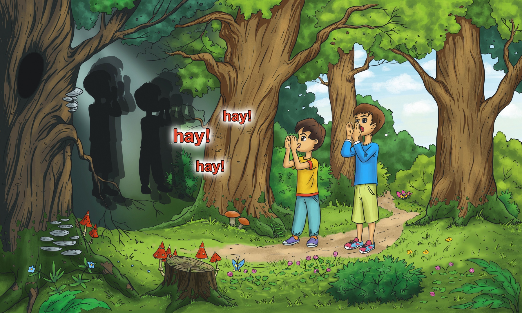 Лес рисунок для детей. Дети заблудились в лесу рисунок. Потерялся в лесу иллюстрация. Потерялся в лесу рисунок. Заблудившиеся в лесу комикс 3 часть