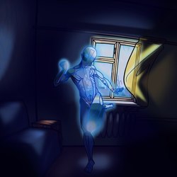 Синий Светящийся Прозрачный Человек