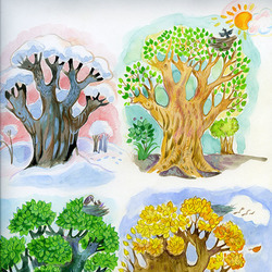 Дерево в разные времена года. Из книжки лесная полянка