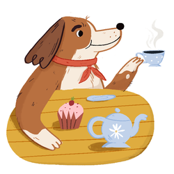 Собачка с чаем для благотворительного проекта