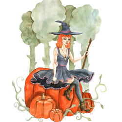 Ведьма на тыкве