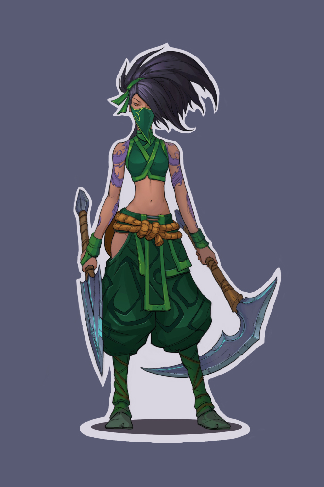 Иллюстрация Akali Fan Art Sticker в стиле 2d Cg Game Dev