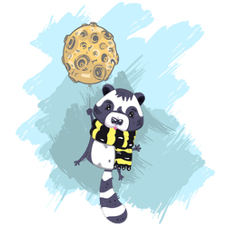 Енот летит на луне