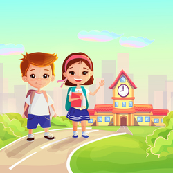 Vector illustration ,kids going to school