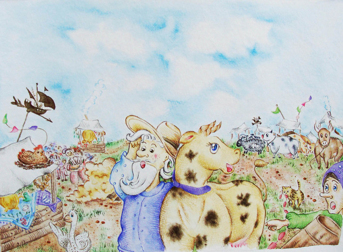 Иллюстрация Русская сказка "Как старик корову продавал"