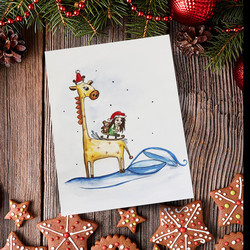 жираф и санки