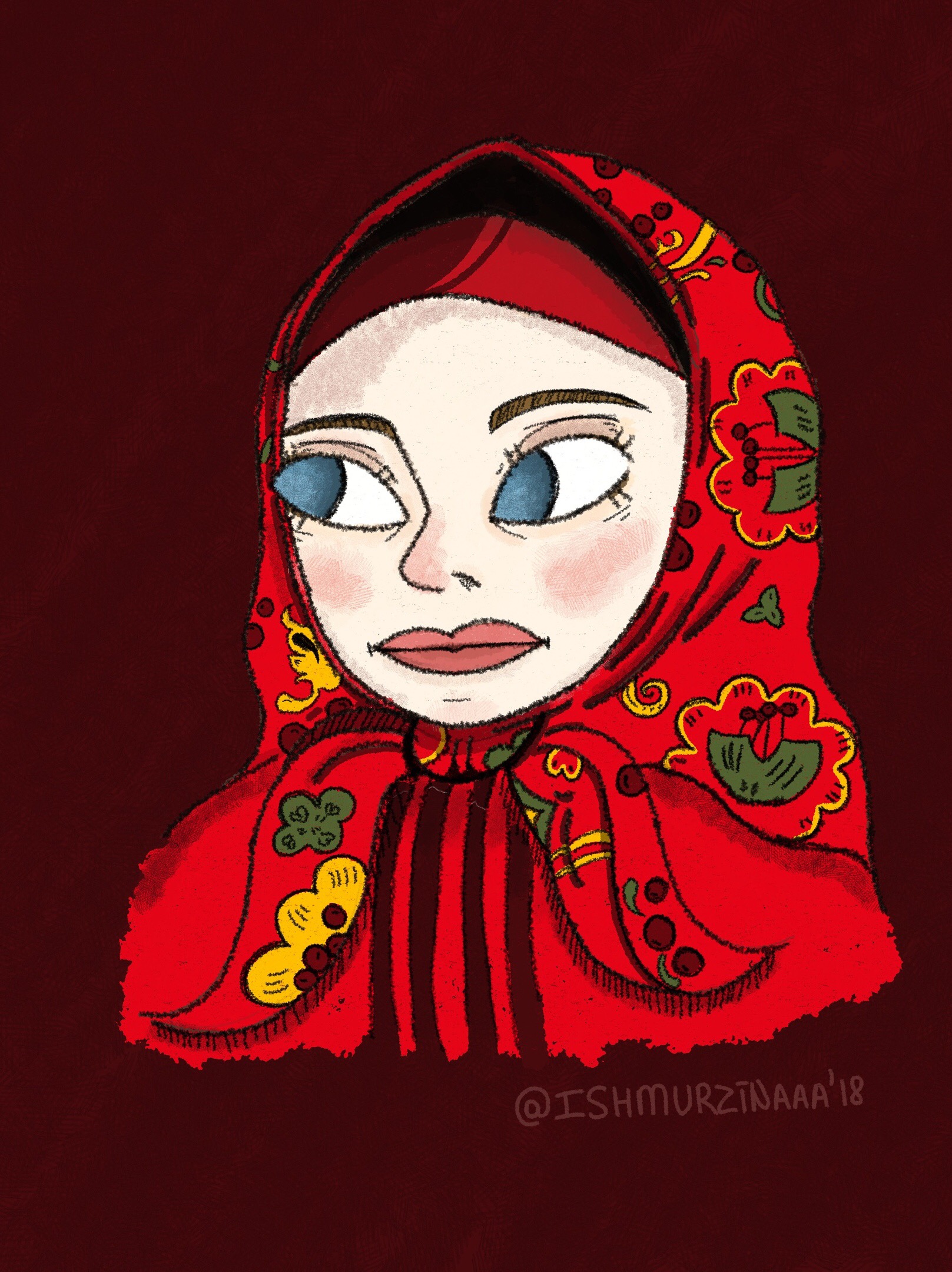 Славянянка в красном шарфе