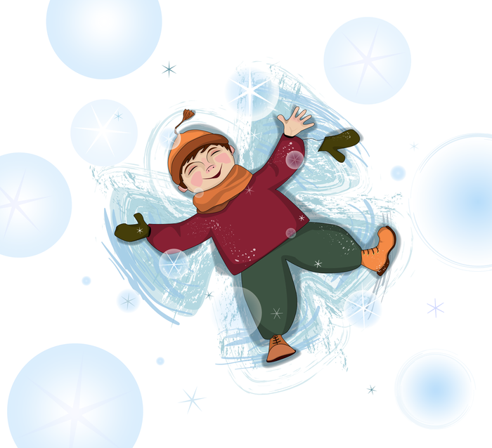 Иллюстрация снежный ангел в стиле 2d, графика, детский Illustrators.ru.