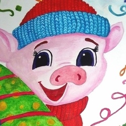 Милый новогодний поросенок)