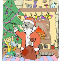 кот дед мороз