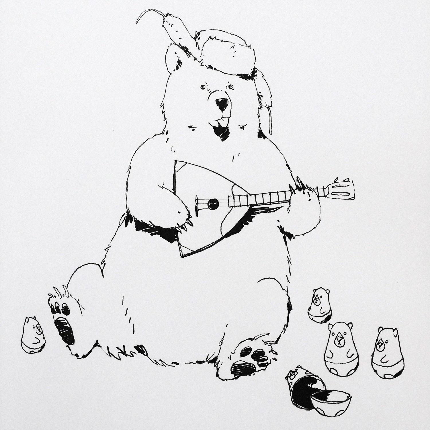 Медведь с балалайкой рисунок маленький
