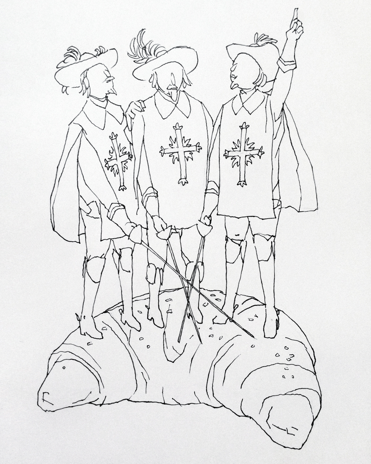 Три мушкетера раскраска