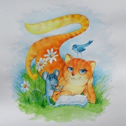 Обложка для новой книги детских стихов Александра Стригалёва "Подружились кошка с мышкой" 
