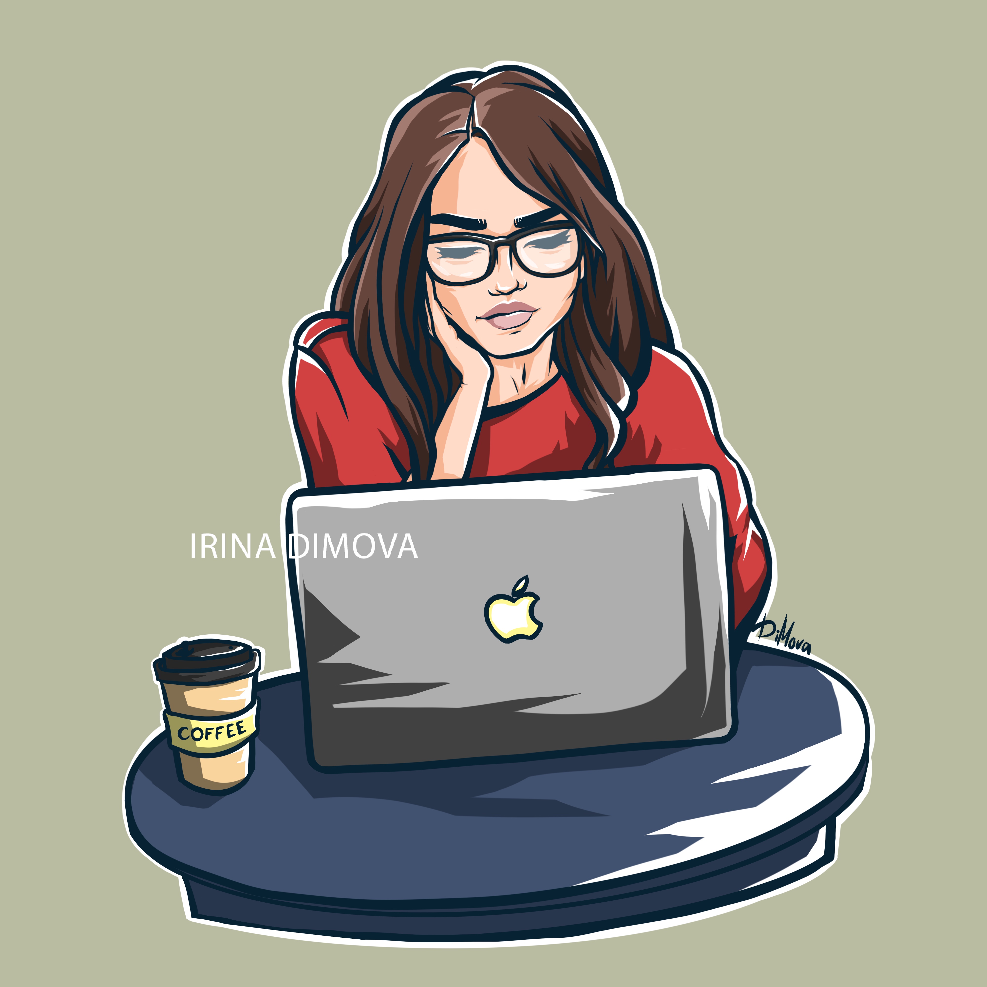 Аватарка в социальных сетях. Девушка за ноутбуком. Девушка с ноутбуком нарисованная. Аватарка дизайнера. Аватарка для работы.