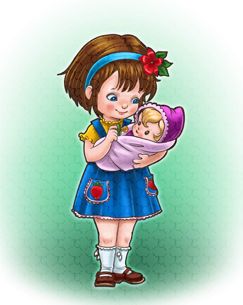 Картинка девочка с куклой