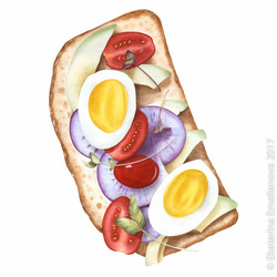 Бутерброд с овощами и яйцом