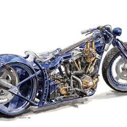 мотоцикл Time Machine, рисунок с натуры
