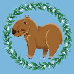 Capybara in wreath