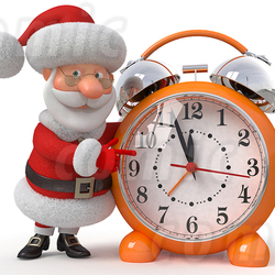 Santa Claus with an alarm clock