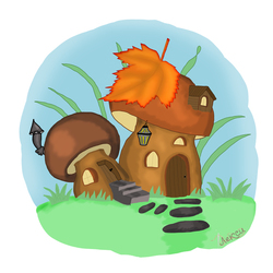 грибы домики