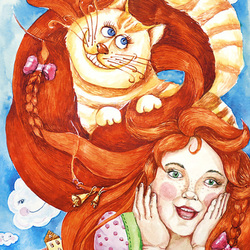 Иллюстрация к сказке Е. Асеевой про Крошку-Понарошку – девочку с волшебными волосами.