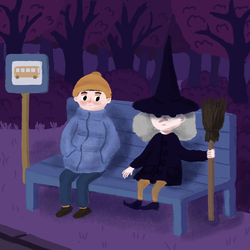 На остановке