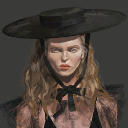 The lady with black hat