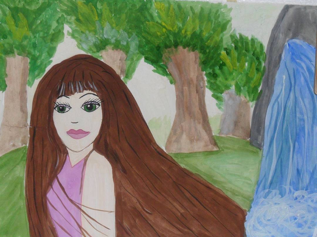 Девушка у водопада