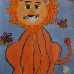 Лев и бабочки