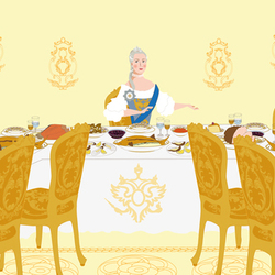 Екатерина II за обеденным столом