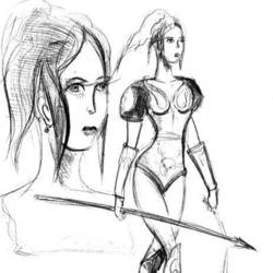 Скетч Амазонка с копьем