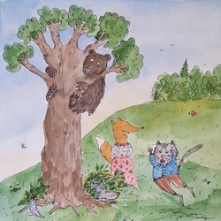 Иллюстрация к сказке "Кот и лиса"