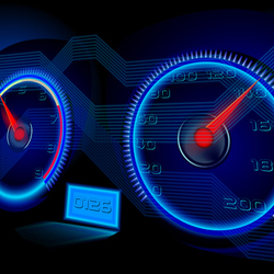 dashboard in neon light with high-tech elements