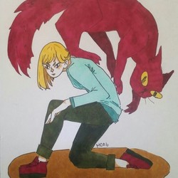 девушка с котом