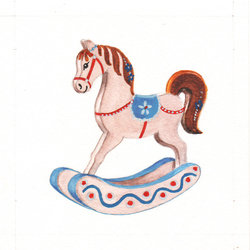 карточка с изображением деревянной лошадки-качалки