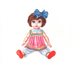 карточка для детского развития с изображением куклы