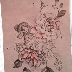 Эскиз тату на бедро.