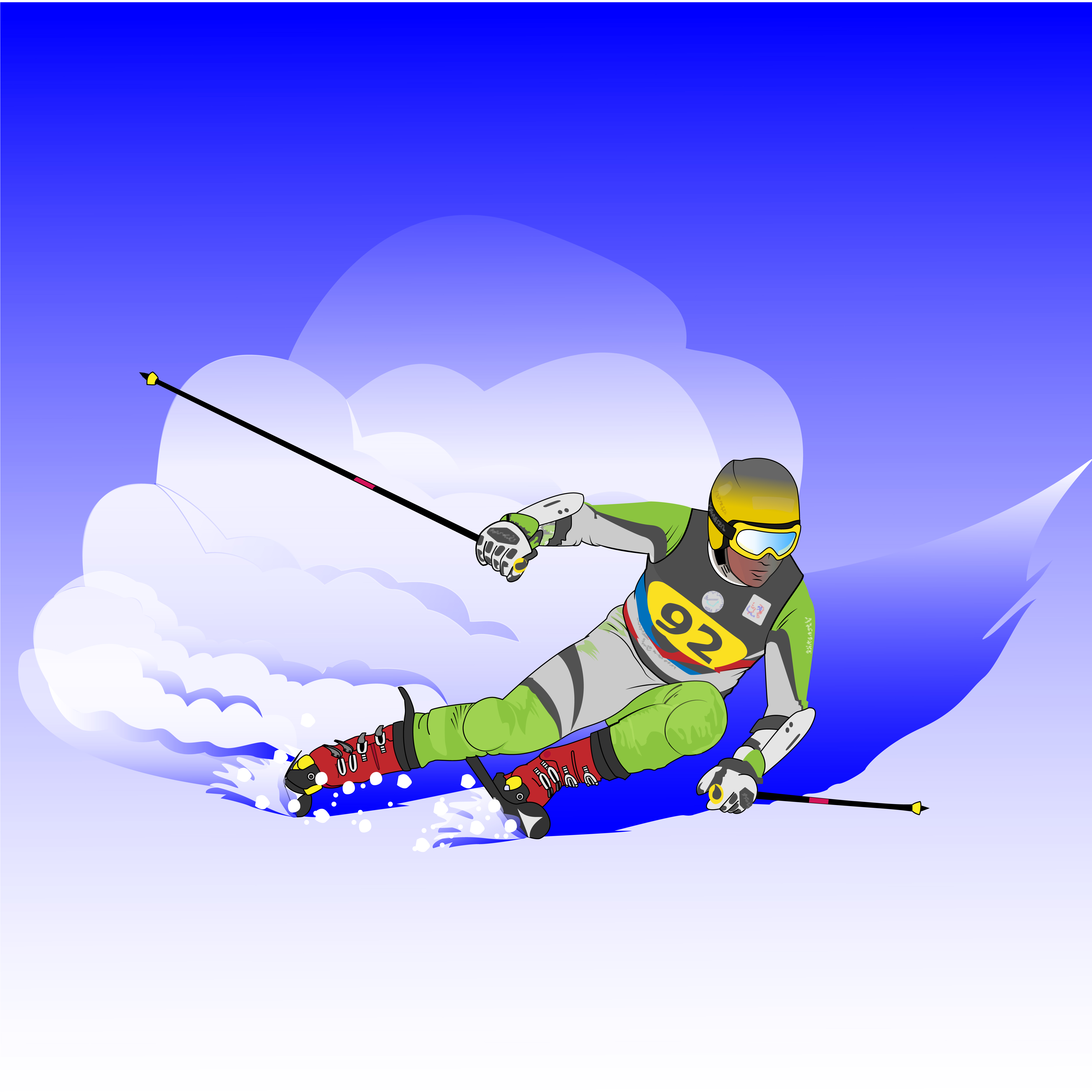 Лыжник на склоне рисунок