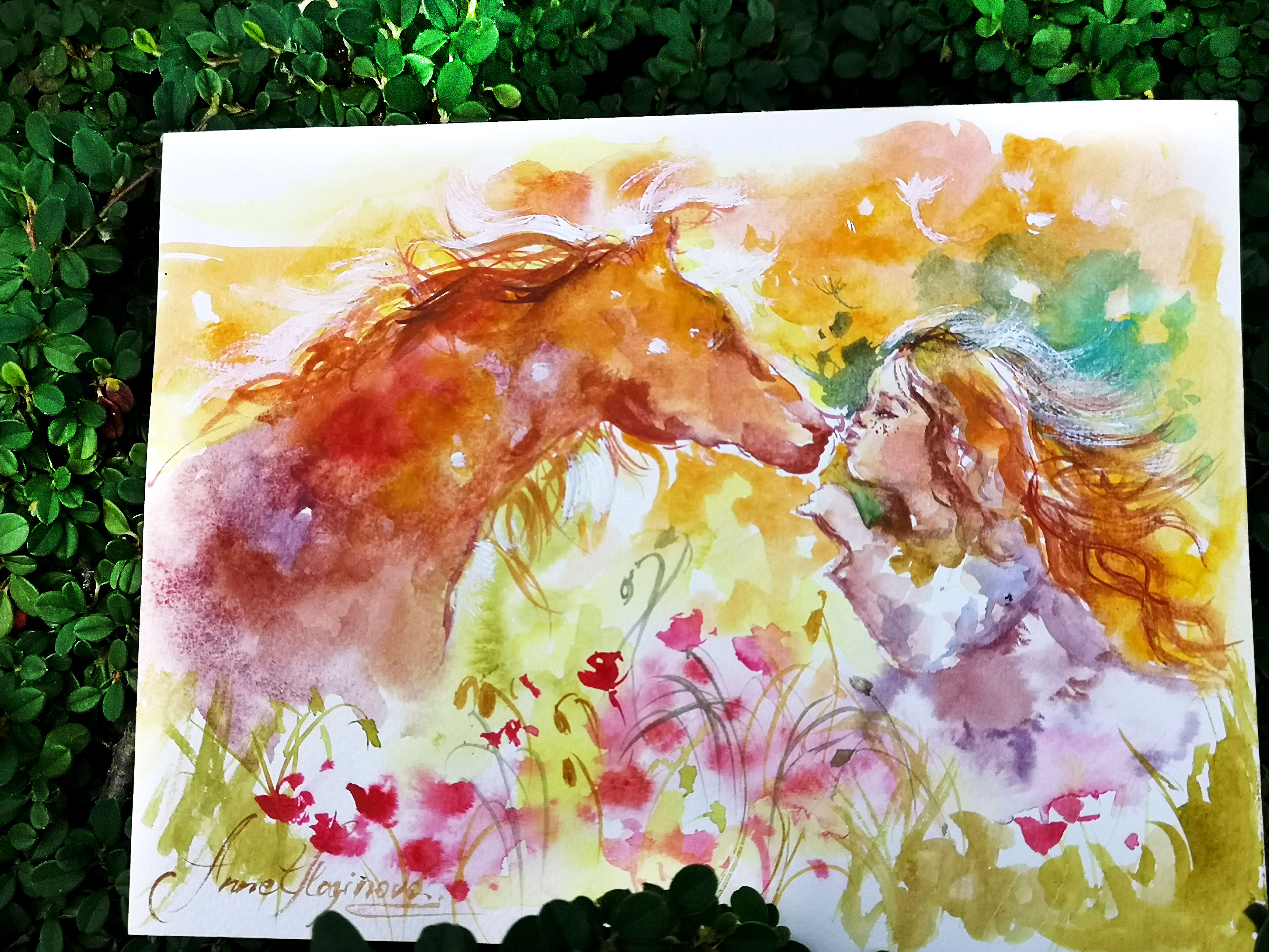 Август картина акварелью