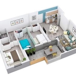 3D Home Floor Plan Дизайн жилой квартиры Планировка